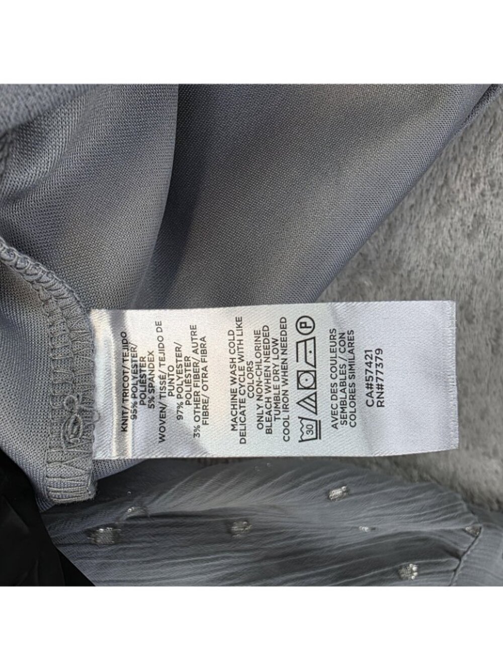 Ann Taylor Blouse Womens M Gray Mock Neck Long Balloon Sleeve Sheer Dot Top - Picture 4 of 11